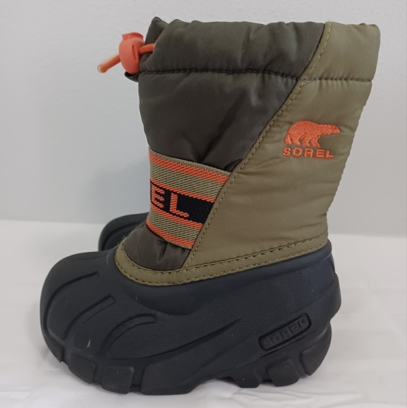 SOREL kids winter snow boots green orange size 6 - Picture 3 of 10